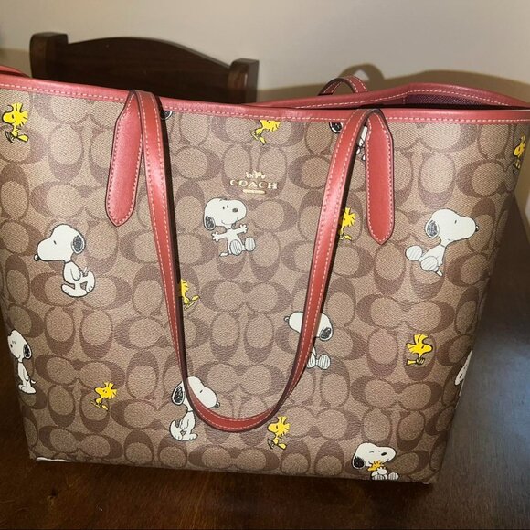 Coach Brown and Red Snoopy Tote - Picture 4 of 4